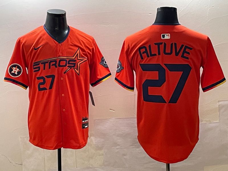 Men Houston Astros #27 Altuve Orange Three generations Joint Name 2025 Nike MLB Jersey style 2